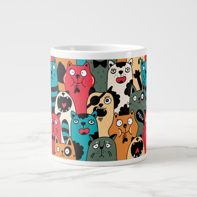 Caneca De Café Grande A multidão de gatos (Frente)