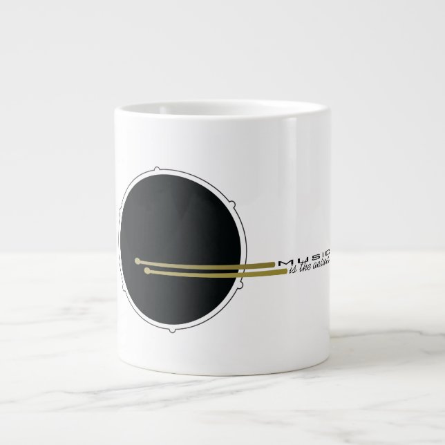 Caneca De Café Grande A música é a resposta, uma citação inspiracional d (Frente)