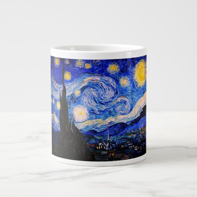 Caneca De Café Grande A Noite Estrelada de Vincent Van Gogh (Frente)