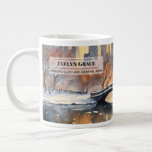 Caneca De Café Grande A Quietude Alegre do Inverno, Cena de Neve no Cent