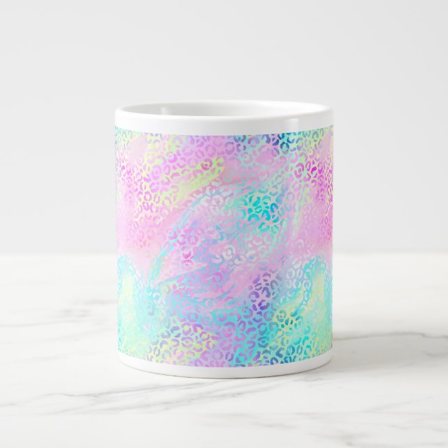 Caneca De Café Grande A Série Leopardo Iridescente Design 10 (Frente)