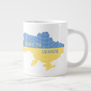 Caneca De Café Grande A tricotar o texto do mapa do Estado ucraniano Glo