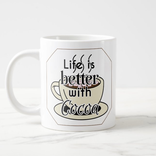 Caneca De Café Grande A Vida é Melhor Com Cacau (Esquerda)