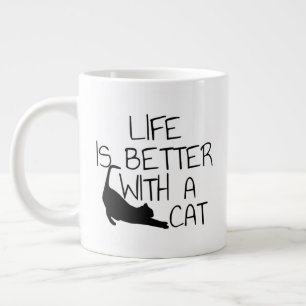 Caneca De Café Grande A Vida É Melhor Com Um Gato