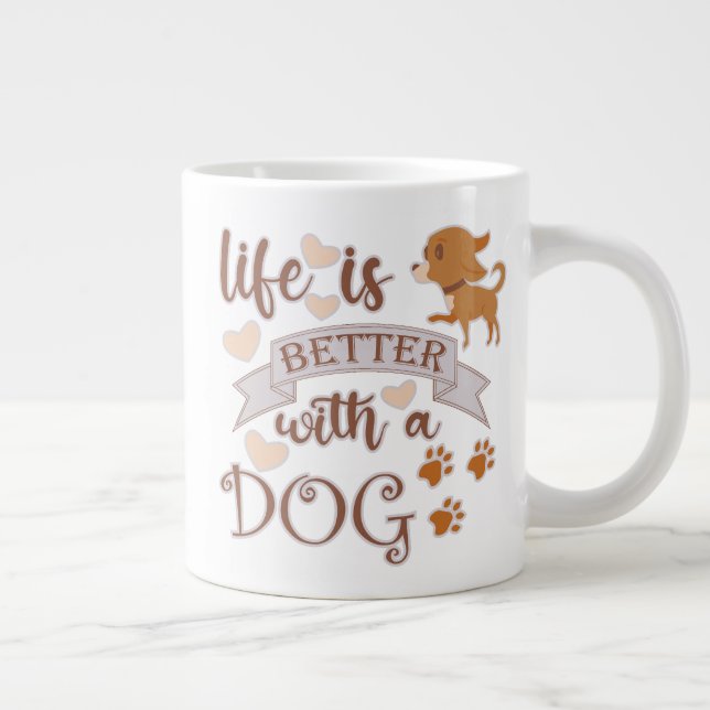 Caneca De Café Grande A vida é melhor com uma citação engraçada (Direita)