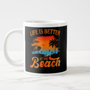 Caneca De Café Grande A vida é melhor na praia