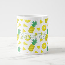 Abacaxi Amarelo Verde Padrão de Fruta Moderno