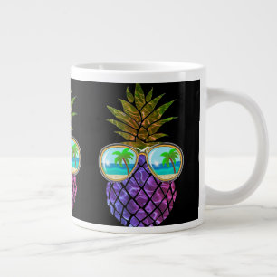 Caneca De Café Grande Abacaxi rosa roxo tropical