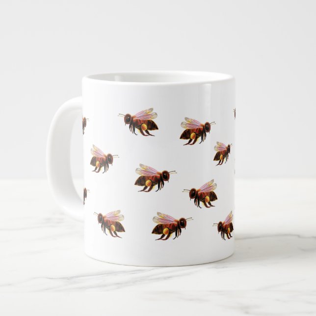 Caneca De Café Grande Abelhas de mel voando (Frente Esquerda)