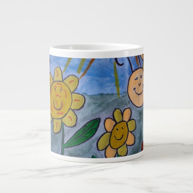 Caneca De Café Grande Abelhas e Flores de Mel Grande (Frente)