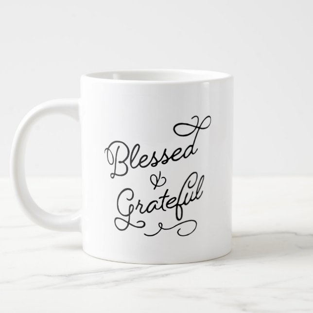 Caneca De Café Grande Abençoada e Grateful Mug (20oz) (Esquerda)