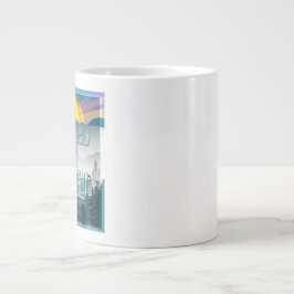 Caneca De Café Grande Abençoado e Grato 