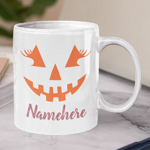 Caneca De Café Grande Abóbora de Halloween Personalizada Feminina Jack O