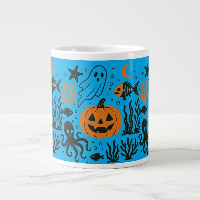Caneca De Café Grande abóbora no oceano (Frente)