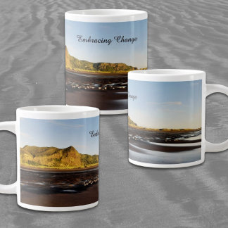 Caneca De Café Grande Abraçando a Mudança Foto da Praia do Pôr do Sol de