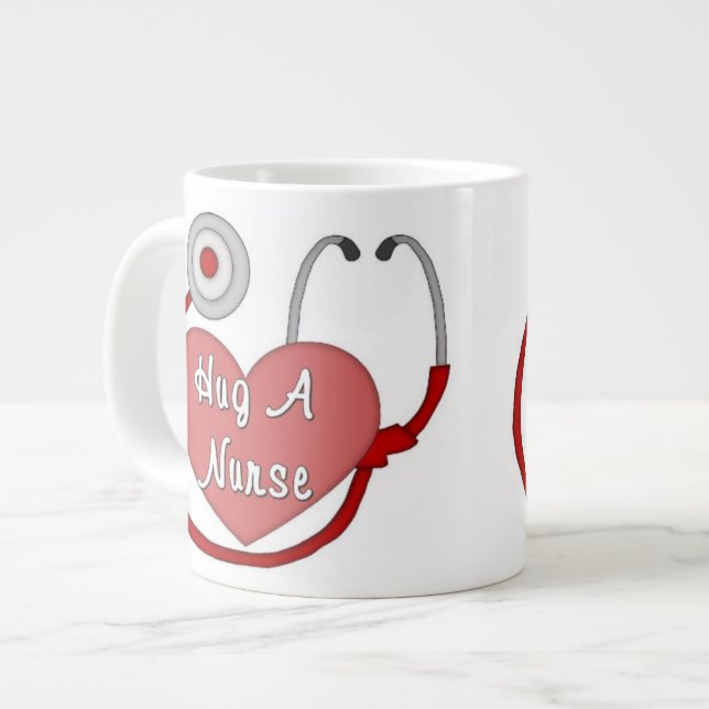 Caneca De Café Grande Abraçar Uma Enfermeira (Frente Esquerda)