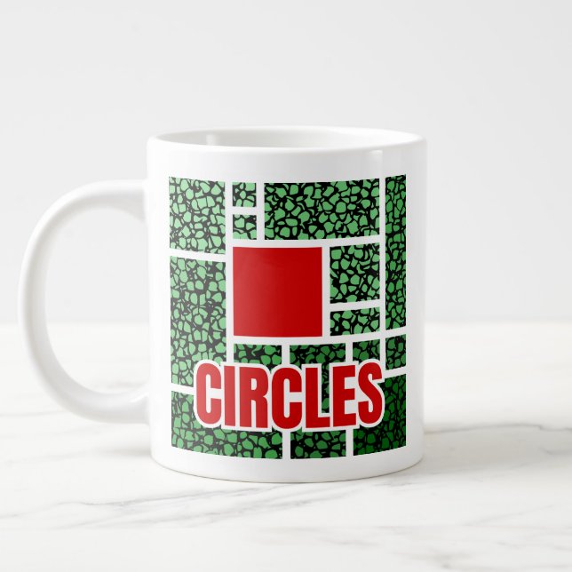 Caneca De Café Grande Abstração com Manchas Verdes e Acentos Vermelhos (Esquerda)