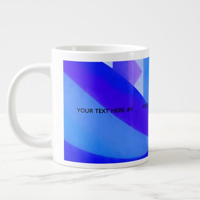 Caneca De Café Grande Abstração Geométrica da Onda Azul (Esquerda)