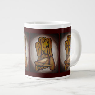Caneca De Café Grande Abstrato Amadurece Arte Contemporânea Em Ochre E N