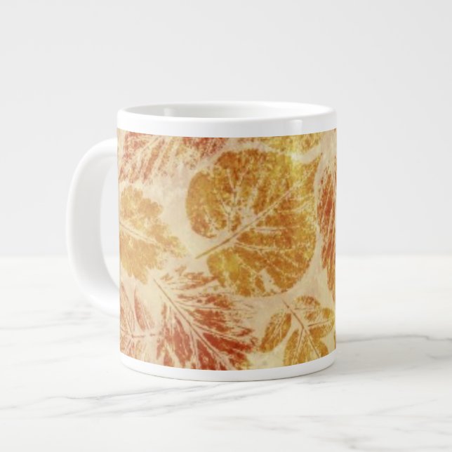 Caneca De Café Grande Abstrato, aquarela, folhas (Frente Esquerda)