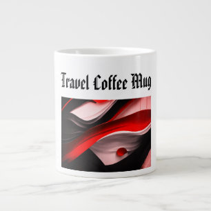 Caneca De Café Grande Abstrato Black & Red Collection Bold Modern Desenh