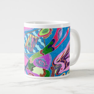 Caneca De Café Grande abstrato de Arte "Shore Rosa"