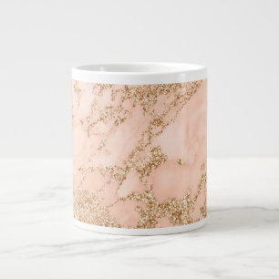 Caneca De Café Grande abstrato de mármore Rosa dourado