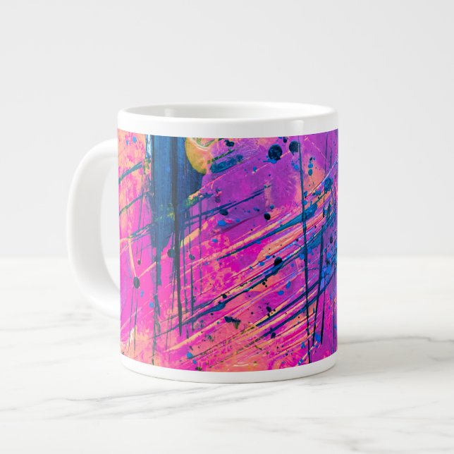Caneca De Café Grande Abstrato de pintura de sol de verão (Frente Esquerda)