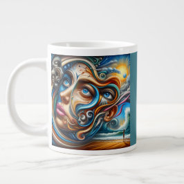 Caneca De Café Grande Abstrato Dreamscape Ocean Serenity & Cosmic Wonder
