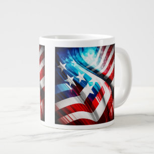 Caneca De Café Grande Abstrato EUA Flag Jumbo Mug
