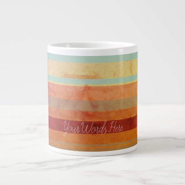 Caneca De Café Grande Abstrato Landscape Stripes e suas palavras (Frente)
