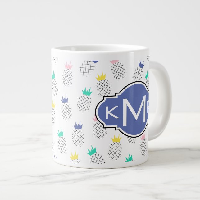 Caneca De Café Grande Abstrato| Monograma (Frente Esquerda)