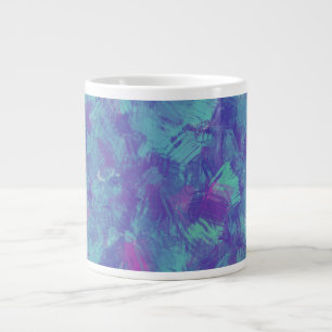 Caneca De Café Grande Abstrato pincel azul púrpura Design