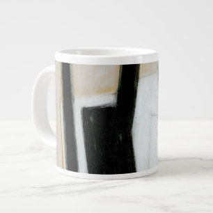 Caneca De Café Grande Abstrato, pintura a preto e branco
