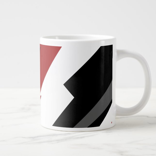 Caneca De Café Grande Abstrato preto e branco vermelho (Direita)