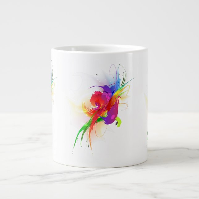 Caneca De Café Grande Abstrato Rainbow Lorikeet Paint Splatters (Frente)