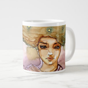 Caneca De Café Grande Abstrato retrato e mulher bonito