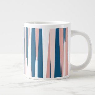 Caneca De Café Grande Abstrato rosa azul e branco