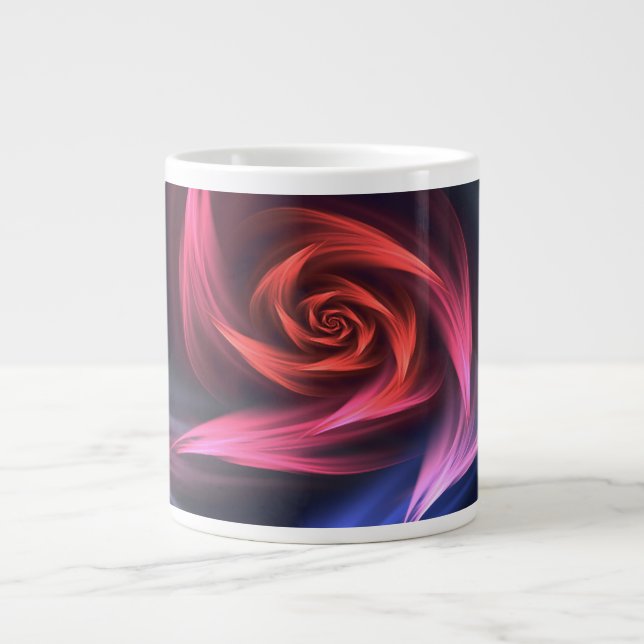 Caneca De Café Grande Abstrato Vortex Forma Vermelha E Azul (Frente)