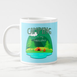 Caneca De Café Grande Acampamento é Meu Lugar Feliz