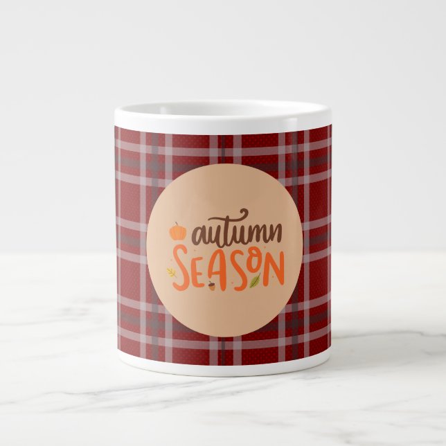 Caneca De Café Grande Ação de Graças,Script da Temporada de Outono,Xadre (Frente)