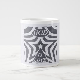 Caneca De Café Grande Achempong God Is Love Star Blue & Cinza - Oversize