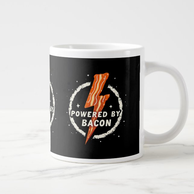 Caneca De Café Grande Acionado por Bacon Funny Retro Foodie Aestética (Direita)