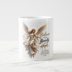 Caneca De Café Grande Acredite Beleza Esperança Anjo Citação Inspiradora