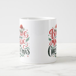Caneca De Café Grande Acredite na magia do Natal amante do café