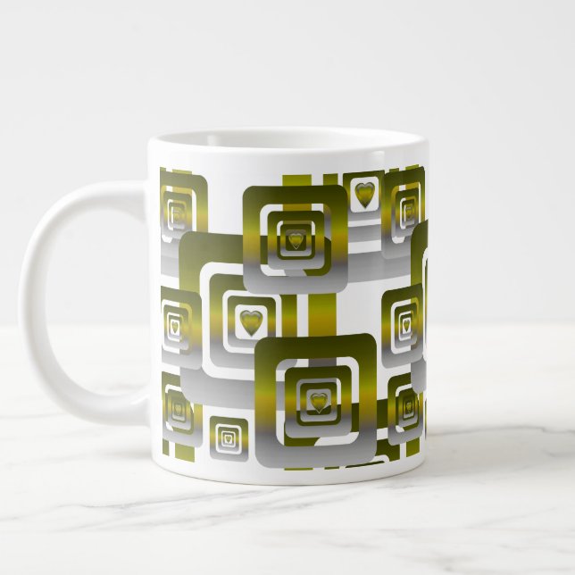 Caneca De Café Grande Activate My Heart Pattern Silver (Esquerda)
