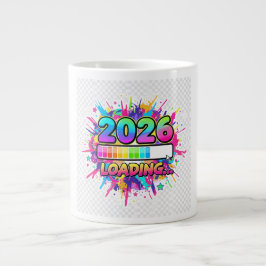 Caneca De Café Grande Adesivo Barra de Progresso 2026 Carregando...