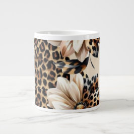 Caneca De Café Grande Adesivo para Laptop Estampa de Animal Chita & Flor