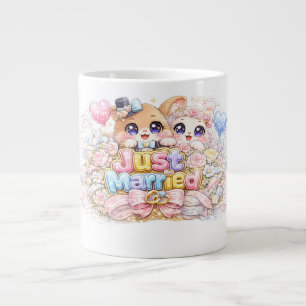 Caneca De Café Grande Adesivo Pastel de Animais Fofos Casais Kawaii Recé