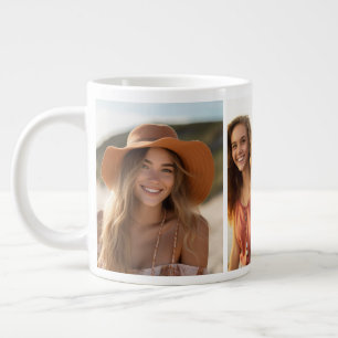 Caneca De Café Grande Adicionar 3 Fotos - Colagem Simples - Minimalista